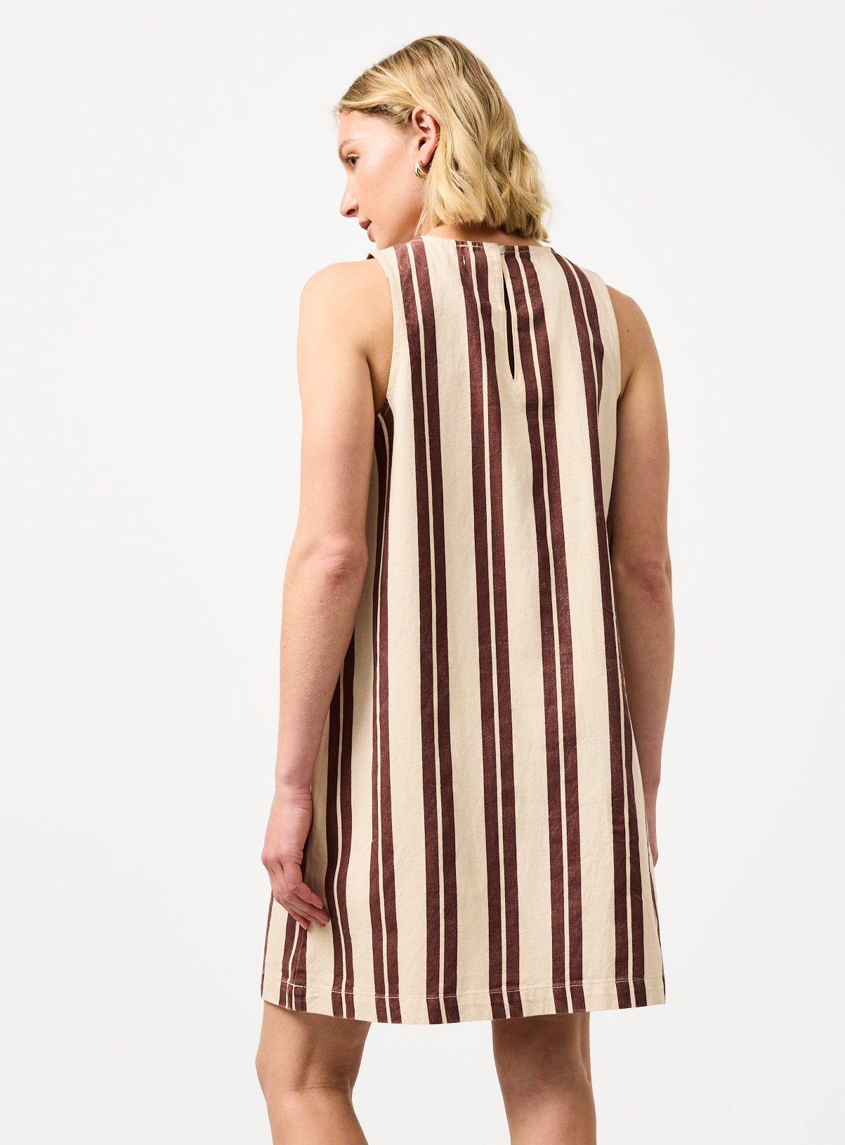 Rust Stripe Denim Mini Shift Dress 12 - Image 4 thumbnail